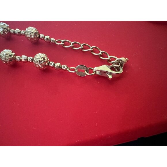 18k  Gold cute Beaded Ball Italy Bracelet, Diamond cut, 5.00 grams. - Picture 2 of 9